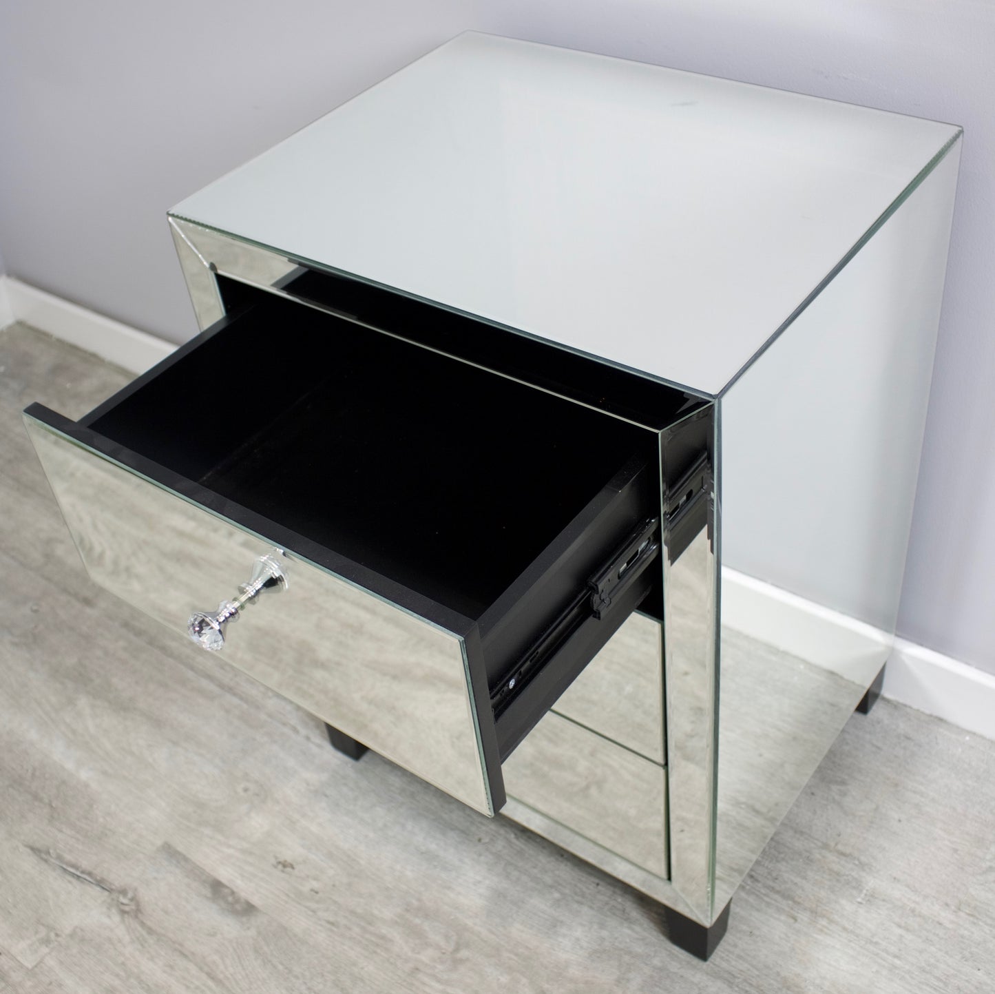 3 Drawer Mirrored Bedside Table