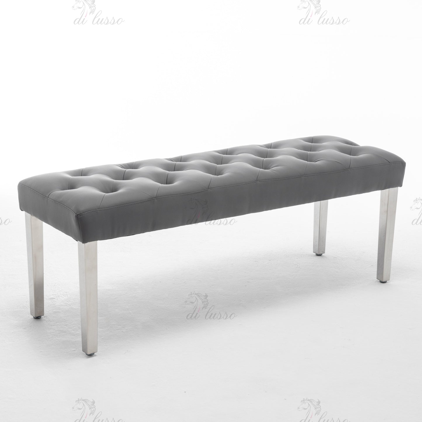Isabella PU Grey Leather Bench
