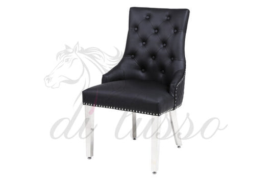 Paris Faux Lather PU Black/Grey Dining Chairs