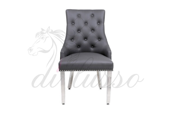 Paris Faux Lather PU Black/Grey Dining Chairs