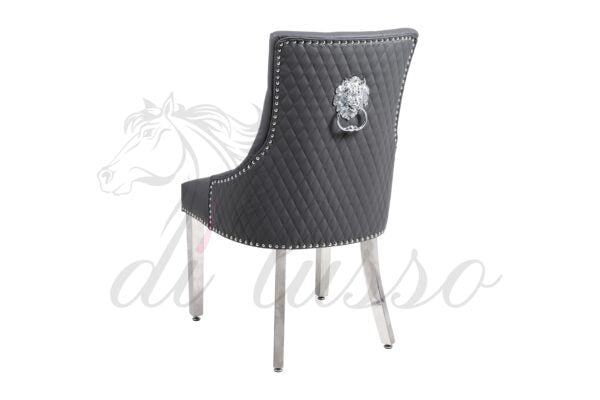 Paris Faux Lather PU Black/Grey Dining Chairs