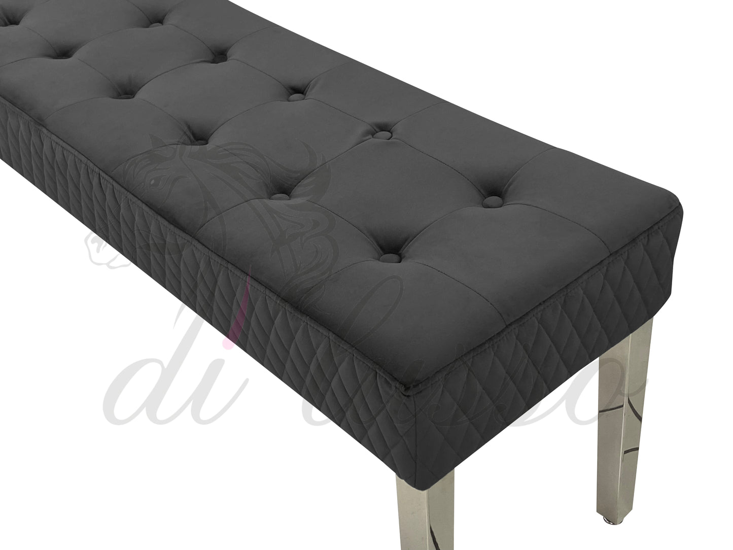 Paris Plush Velvet Grey Bench