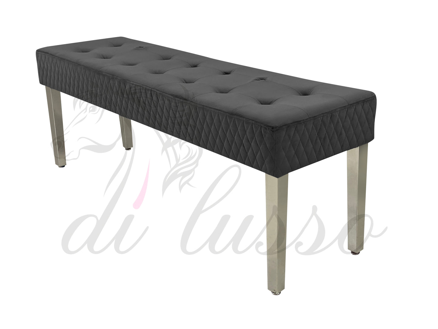 Paris Plush Velvet Grey Bench