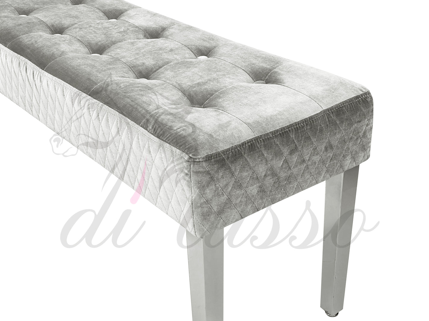 Paris Crushed Velvet Silver Bench