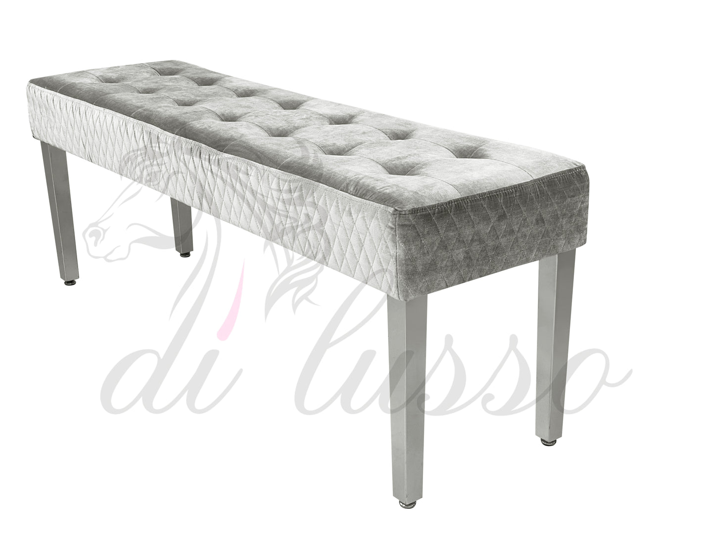 Paris Crushed Velvet Silver Bench