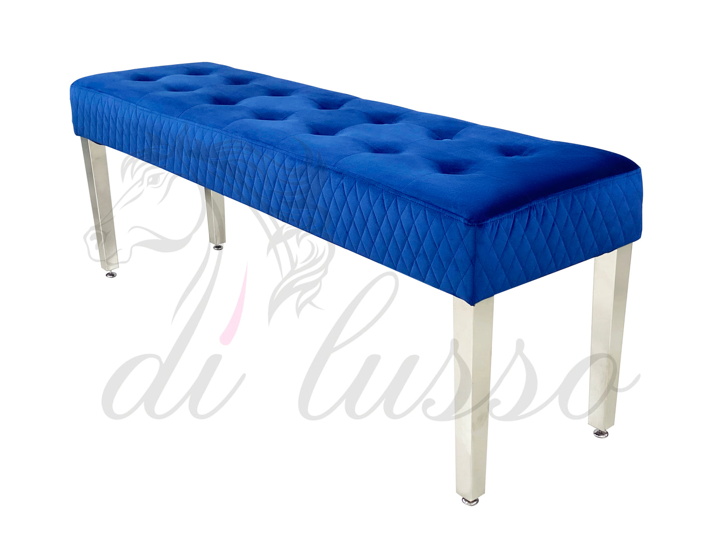 Paris Plush Velvet Navy Bench