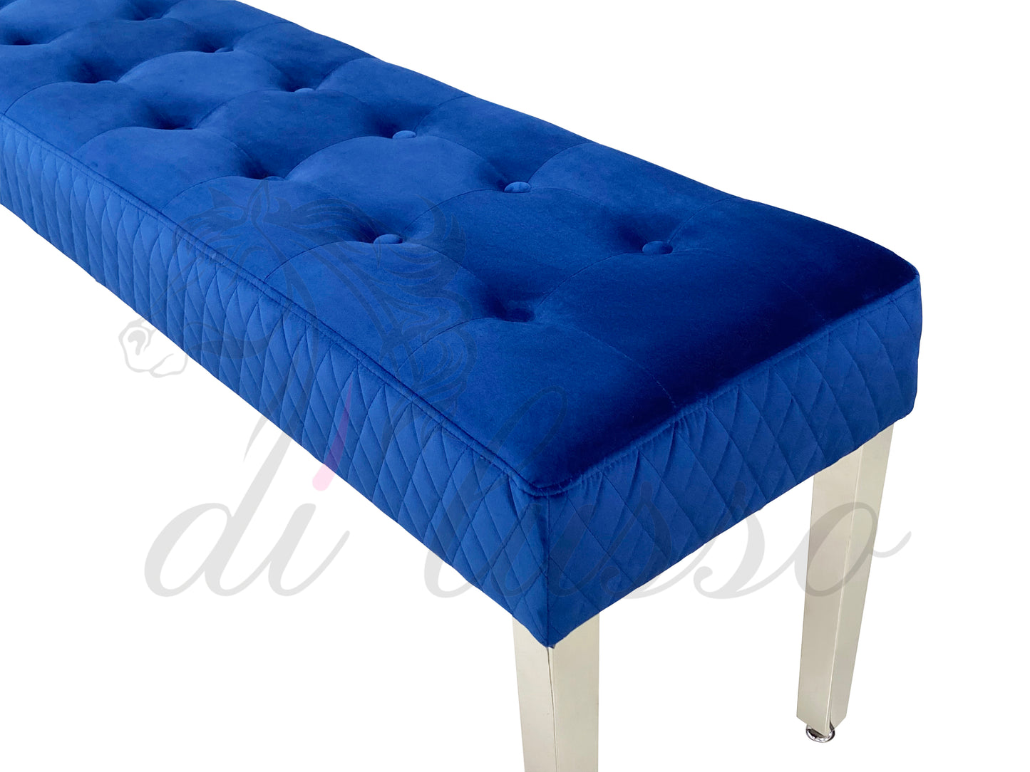 Paris Plush Velvet Navy Bench
