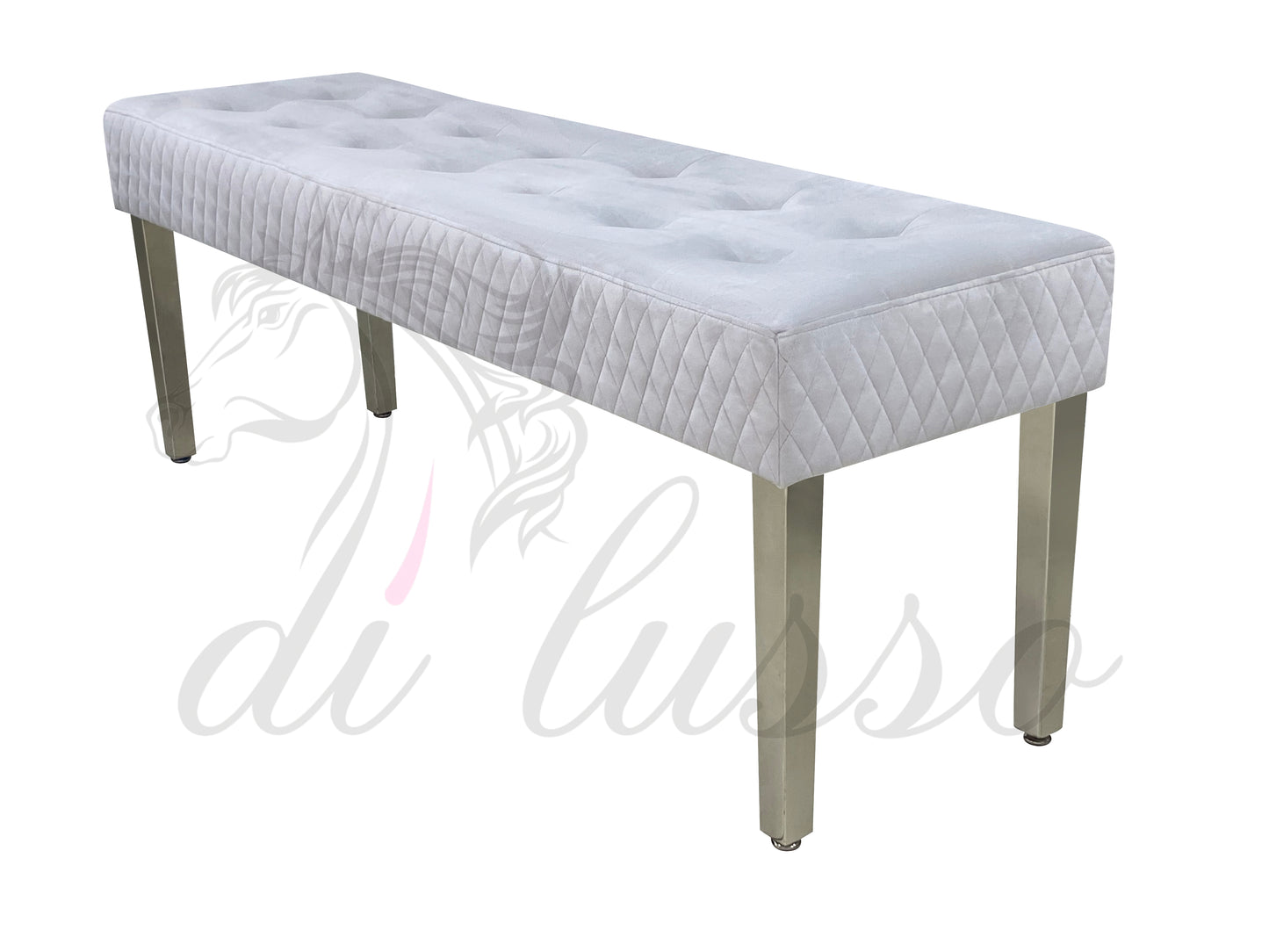 Paris Plush Velvet Silver Bench