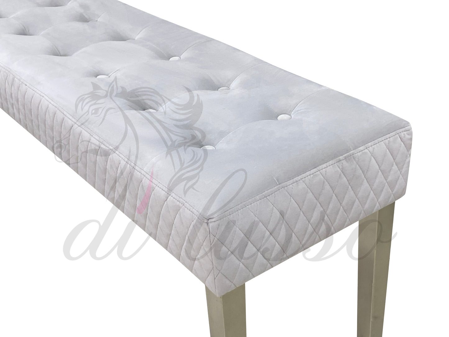 Paris Plush Velvet Silver Bench