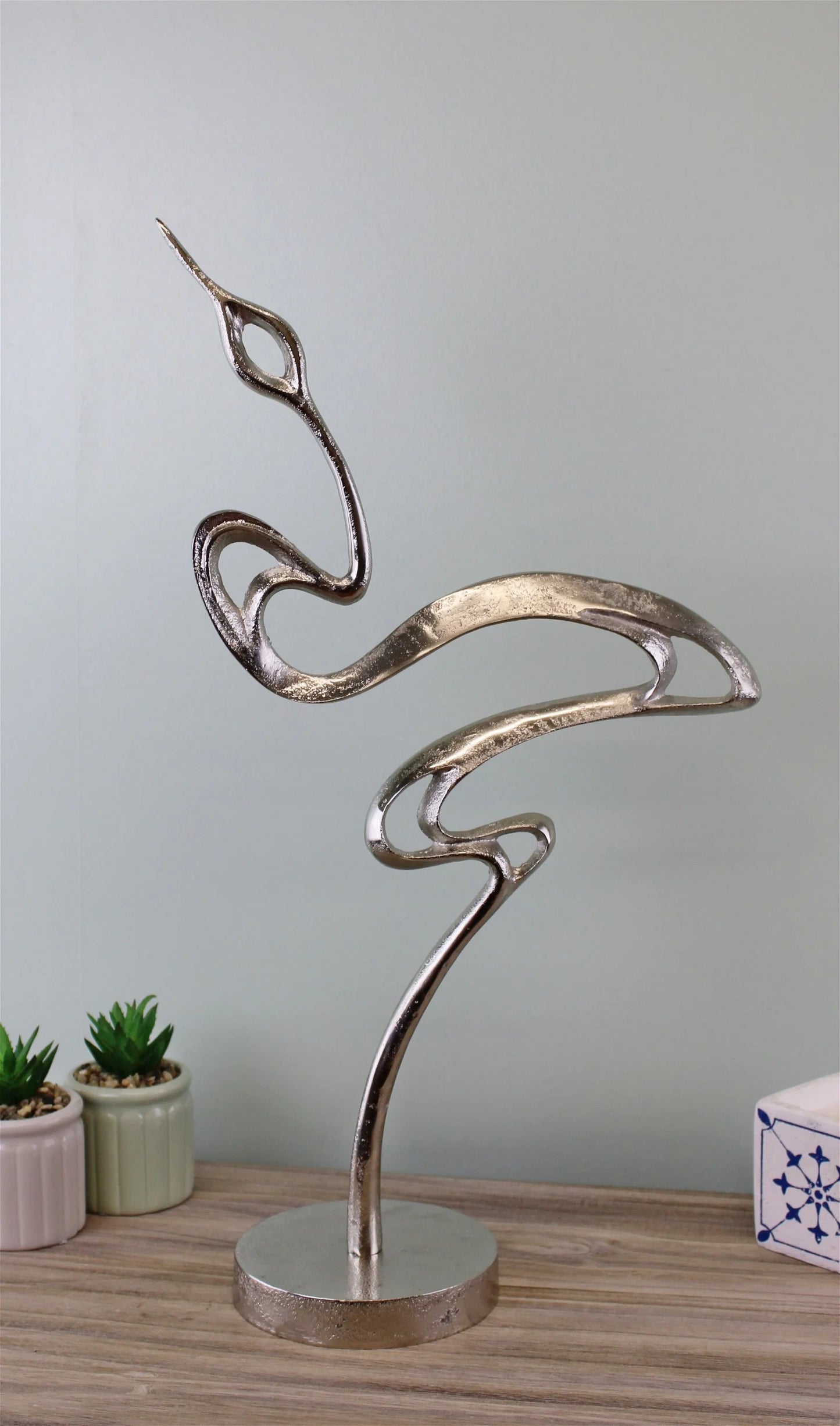 Silver Metal Heron Ornament, Standing
