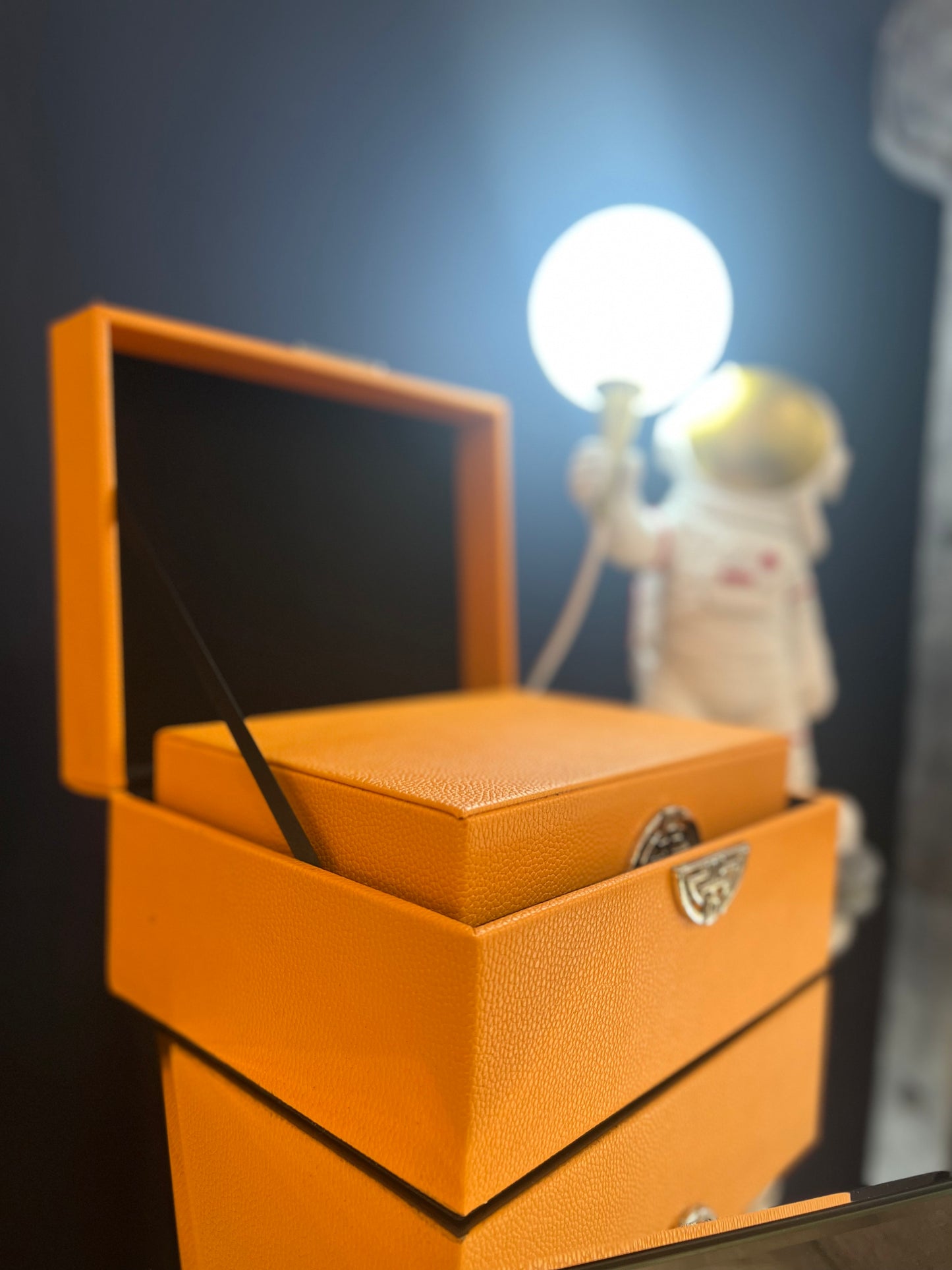Set Of 2 Faux Leather Storage Boxes