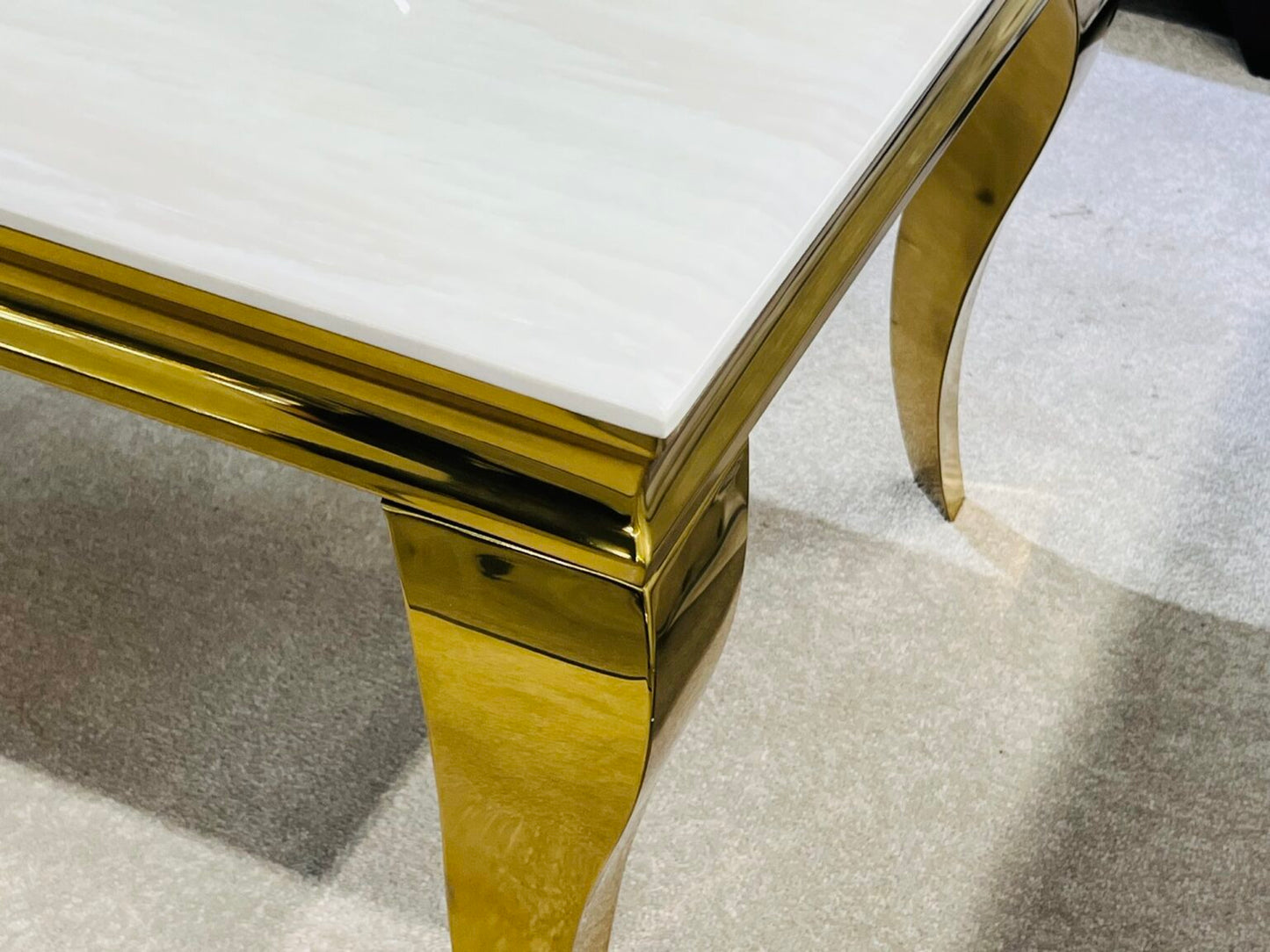 Leanne 1.6m Gold/Cream Dining Set