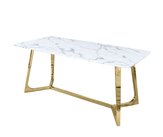 180x90cm Ceramic Gold Dining Table