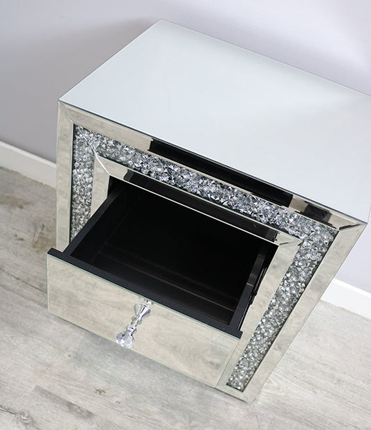 Crushed Diamond 3 Drawer Bedside Table