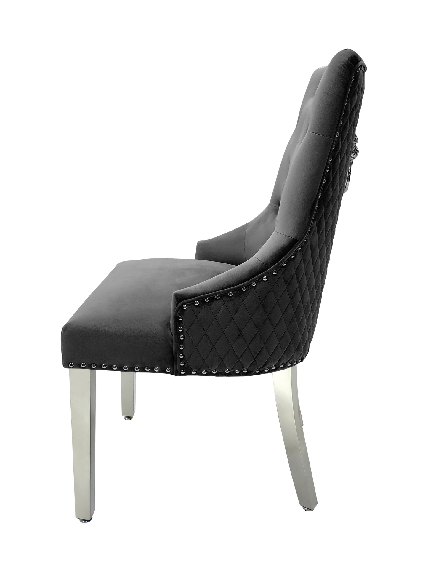 Paris Plush Velvet Lion Knocker Dining Chairs