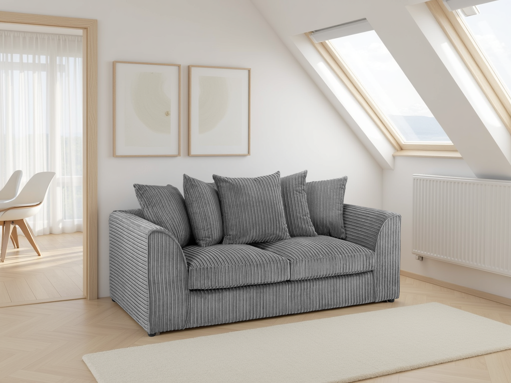 Harley Jumbo Sofa Grey 3 Seater