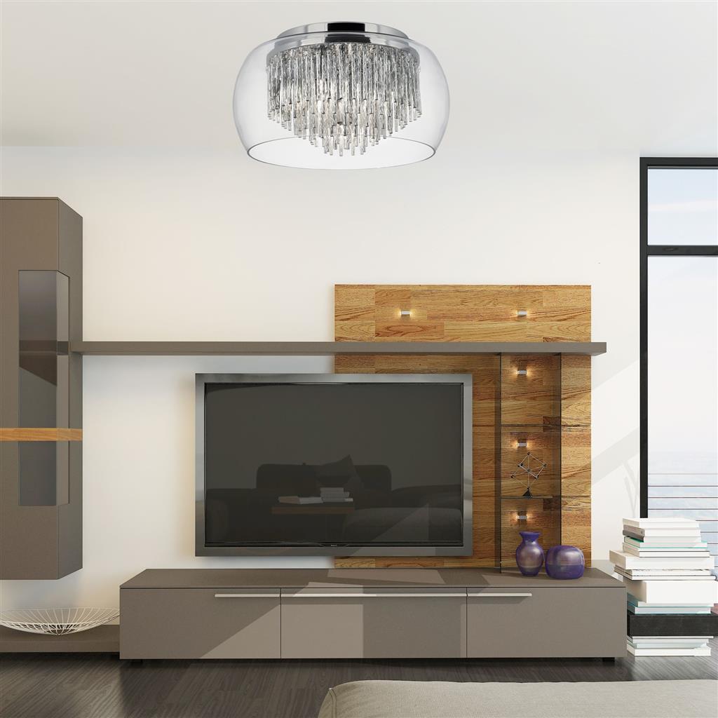 Curva 4Lt Flush - Chrome Metal & Crystal Glass