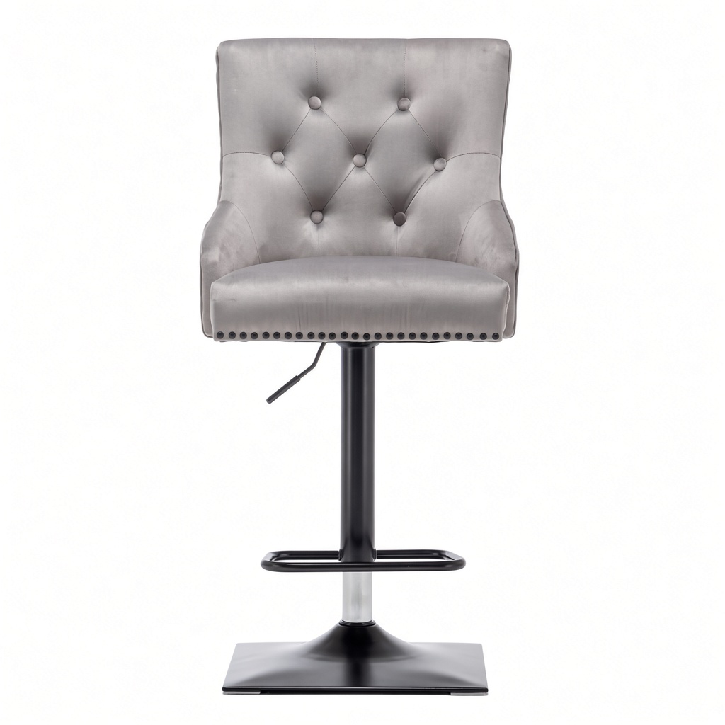 Cambridge French Velvet Light Grey Barstool