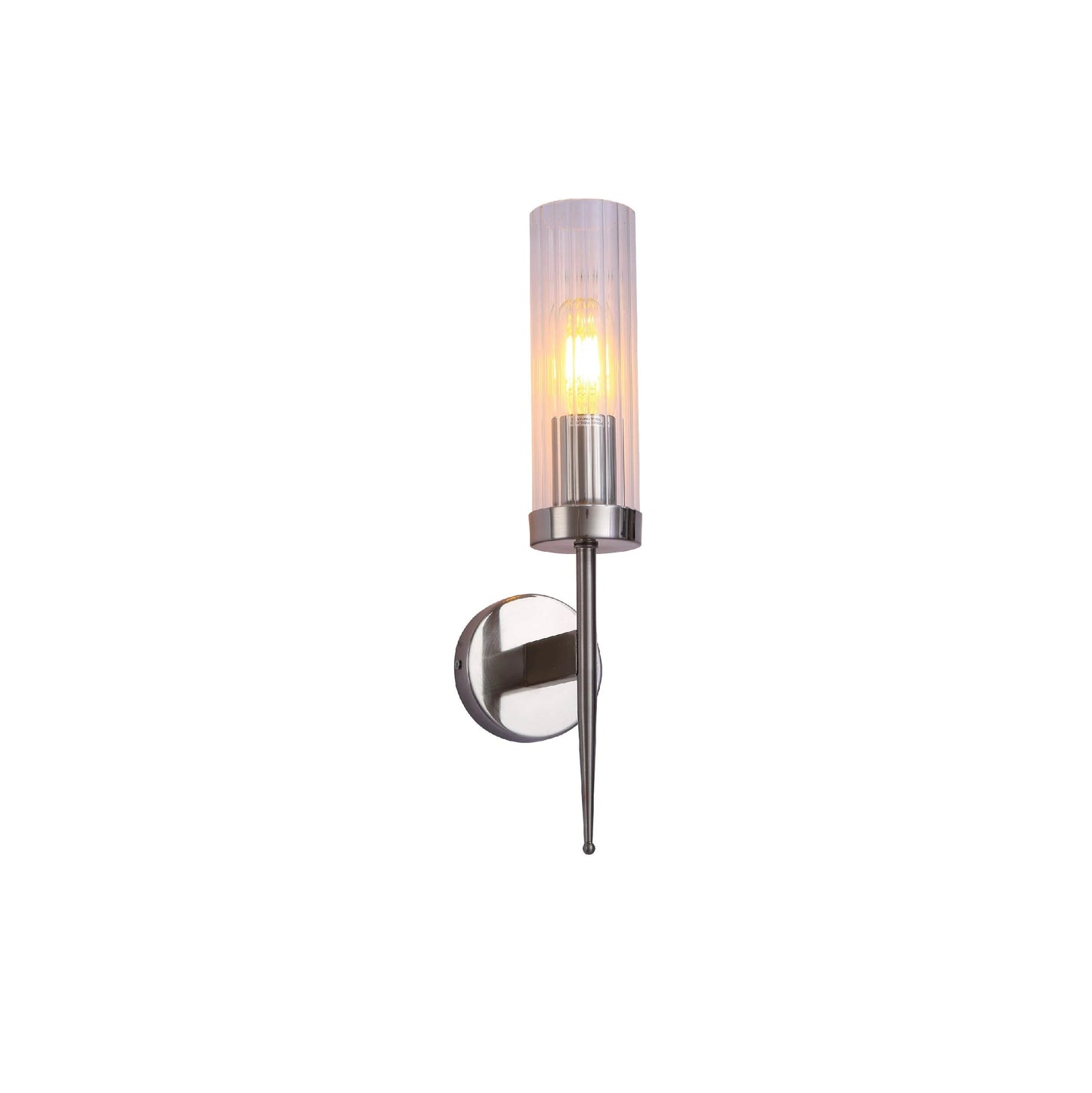 Cylinder Clear Reeded Glass Fluted Wall Light E27