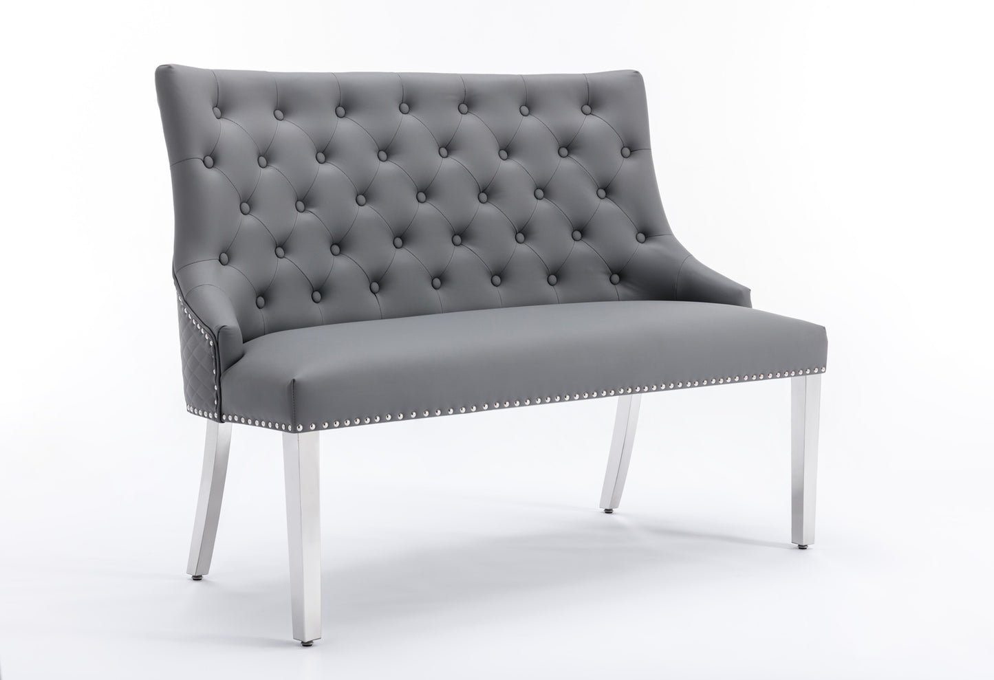 Paris Grey PU Leather High Back Bench