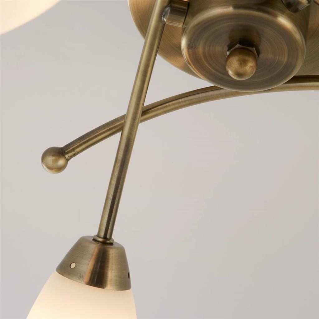 3Lt Flush - Antique Brass Metal/Chrome & Opal Glass