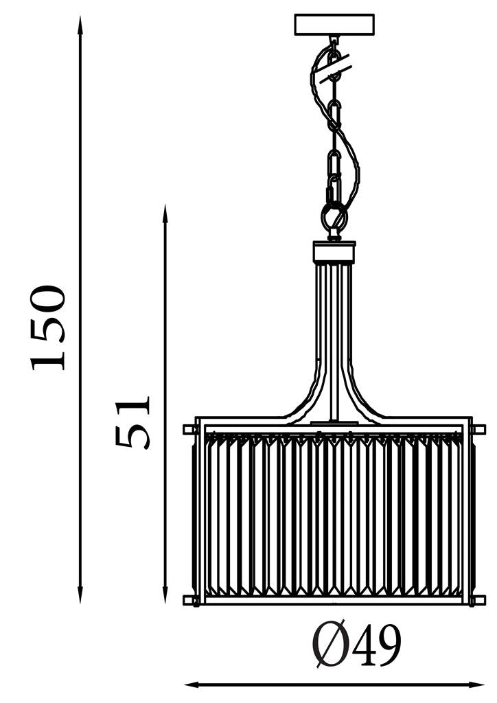 5Lt Pendant - Antique Brass Metal & Clear Crystal