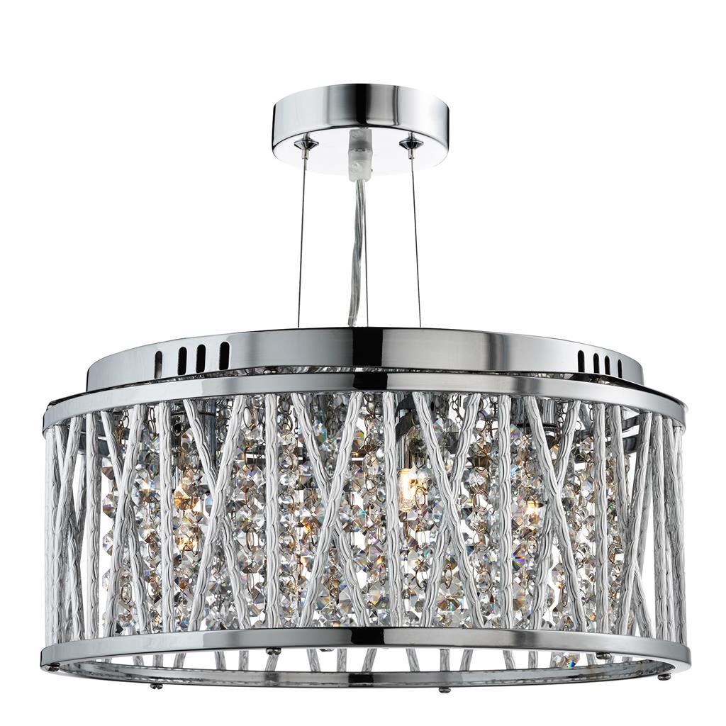 Elise Pendant to Semi-Flush - Chrome Metal & Crystal (Various Sizes)