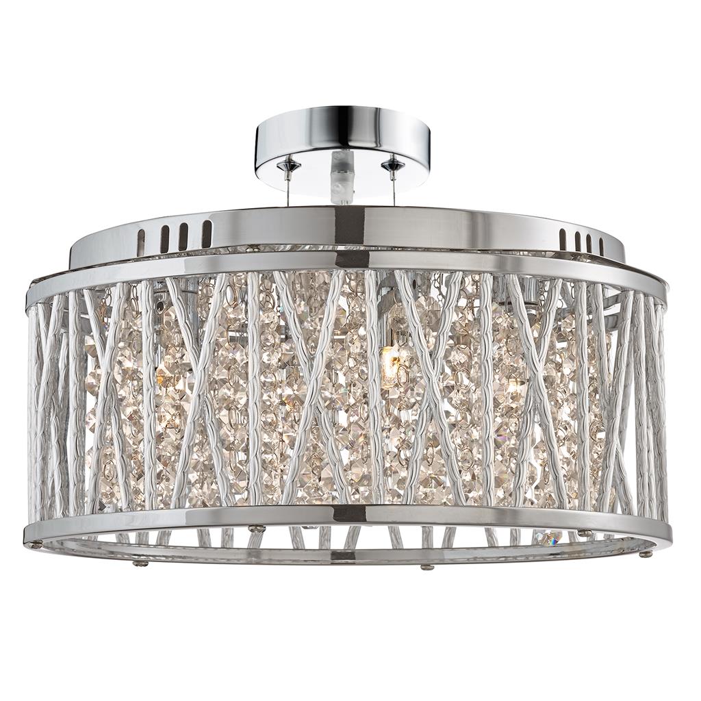 Elise Pendant to Semi-Flush - Chrome Metal & Crystal (Various Sizes)