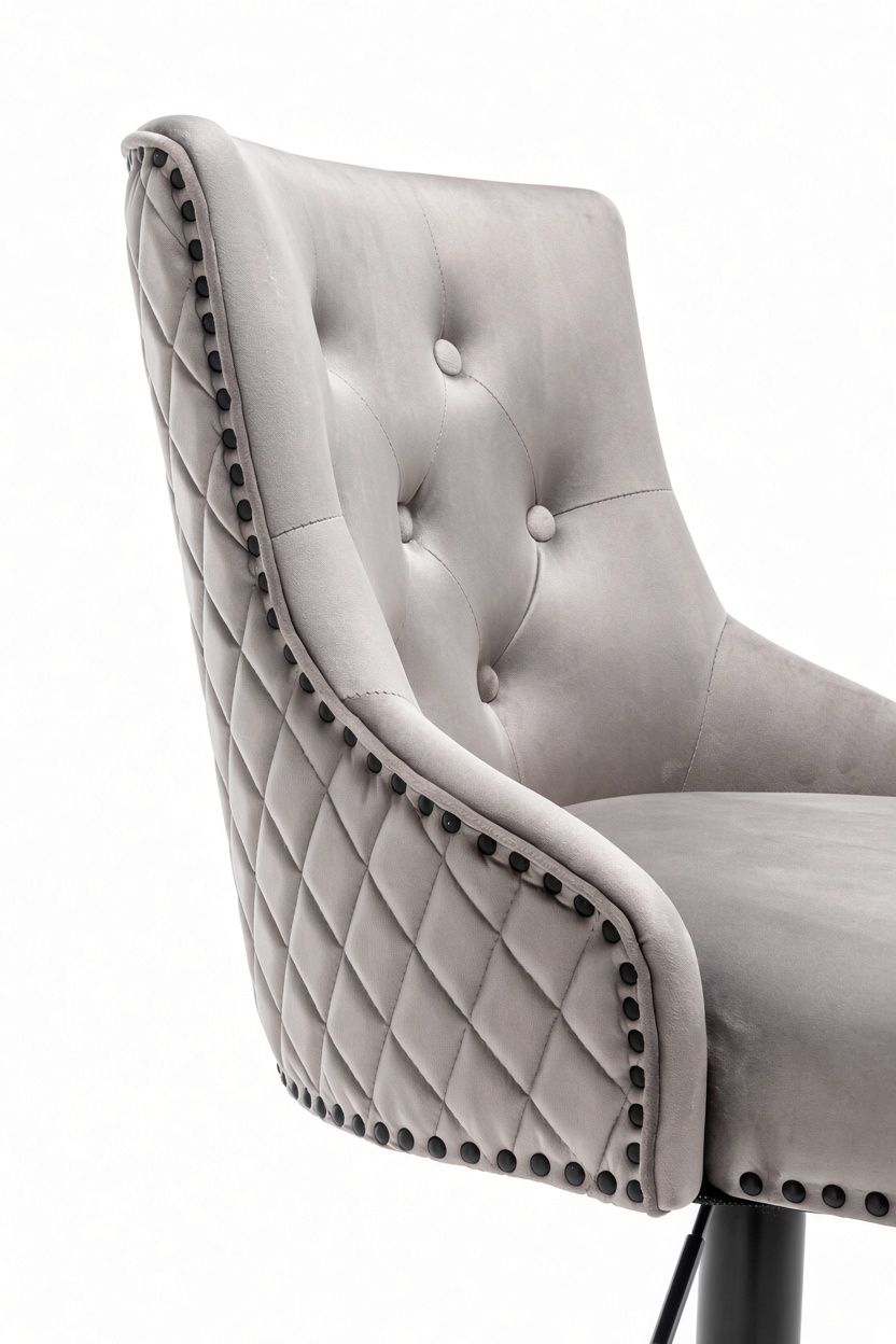 Cambridge French Velvet Light Grey Barstool