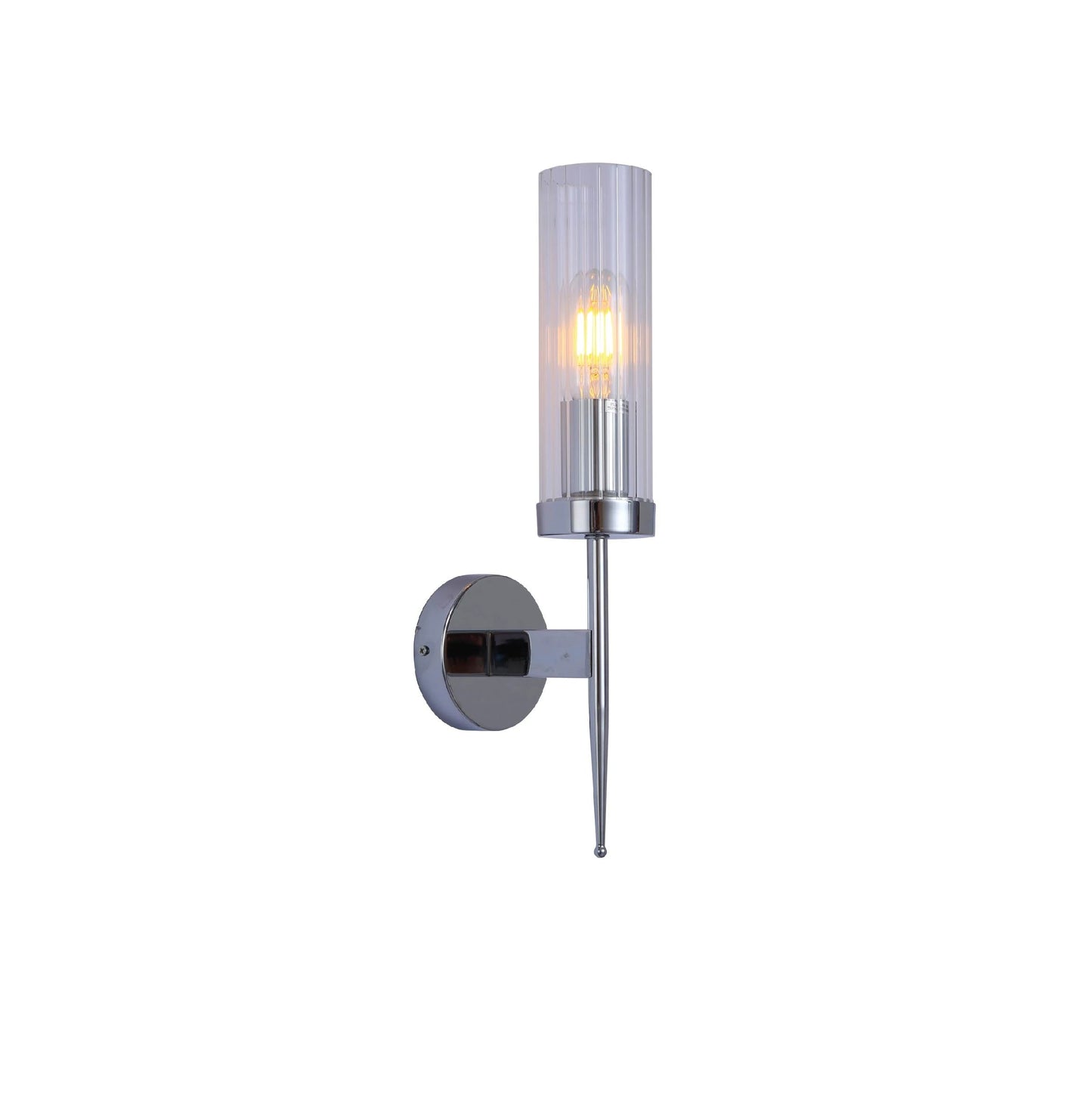 Cylinder Clear Reeded Glass Fluted Wall Light E27