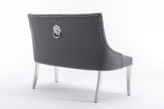 Paris Grey PU Leather High Back Bench
