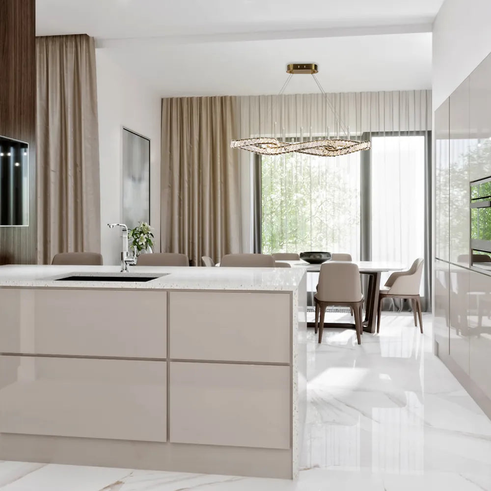 Crystal Chandelier LED Pendant Light 36W 3CCT with Copper Finish