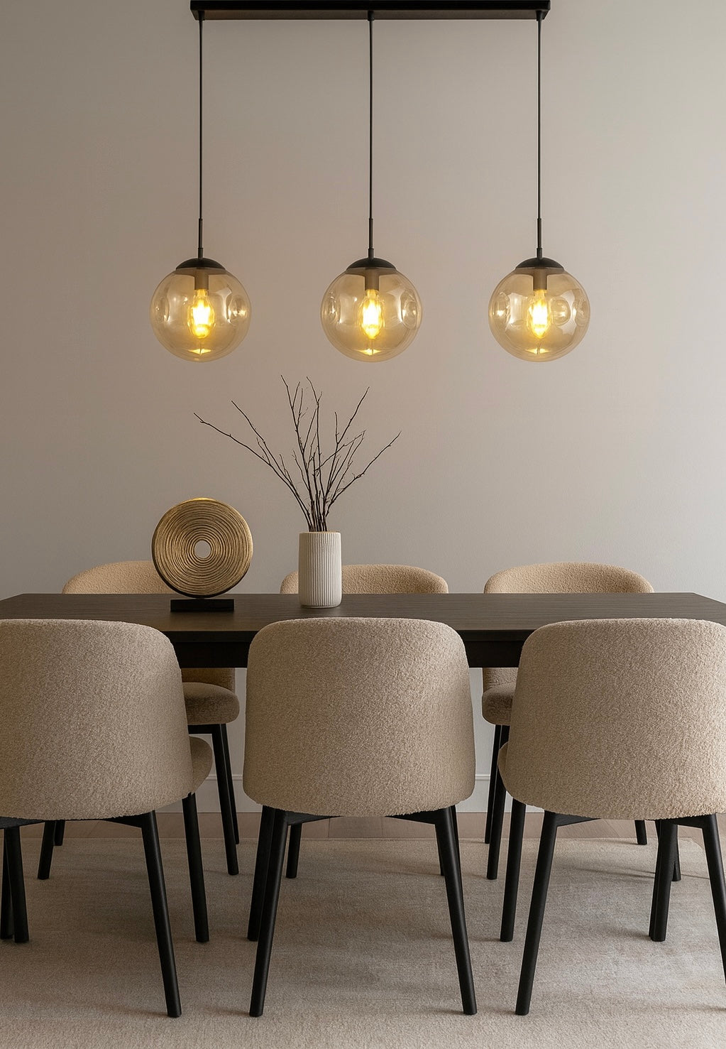 3Lt Bar Pendant- Black Metal & Champagne Punched Glass