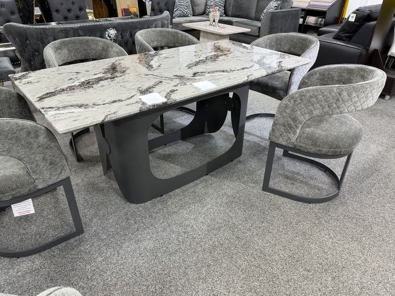 Luna Grey Marble 180cm Dining Set