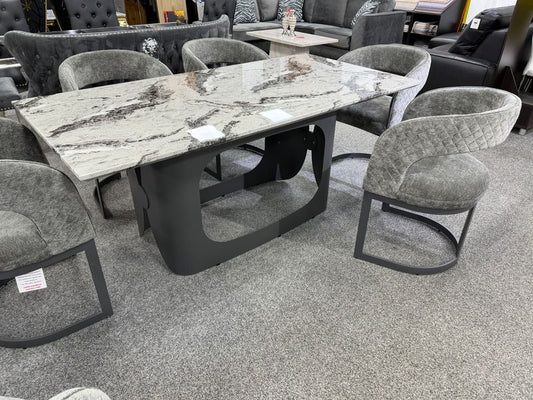 Luna Grey Marble 180cm Dining Set