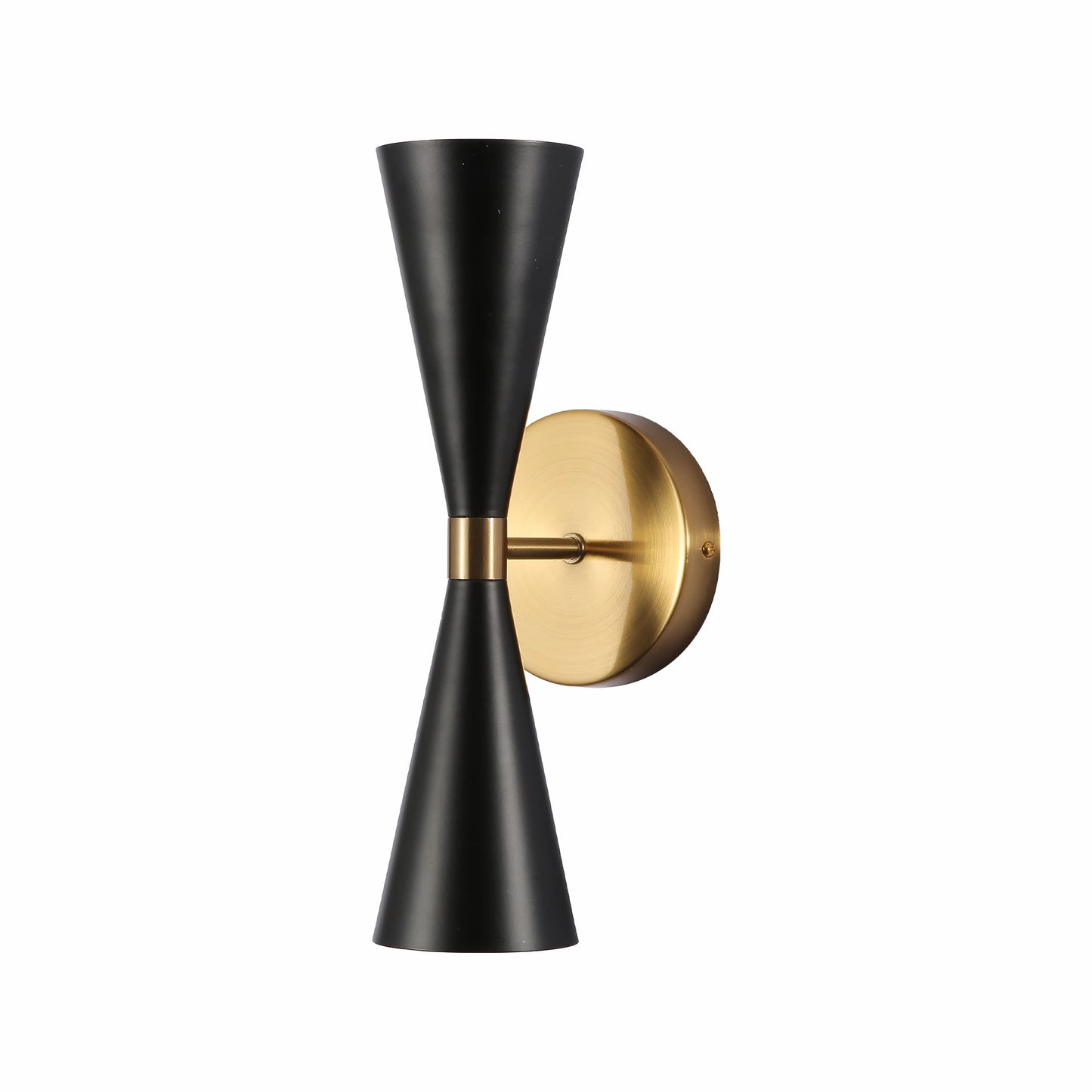 Gold Aluminium Metal Body Black Cone Wall Light 2xE27 Fitting