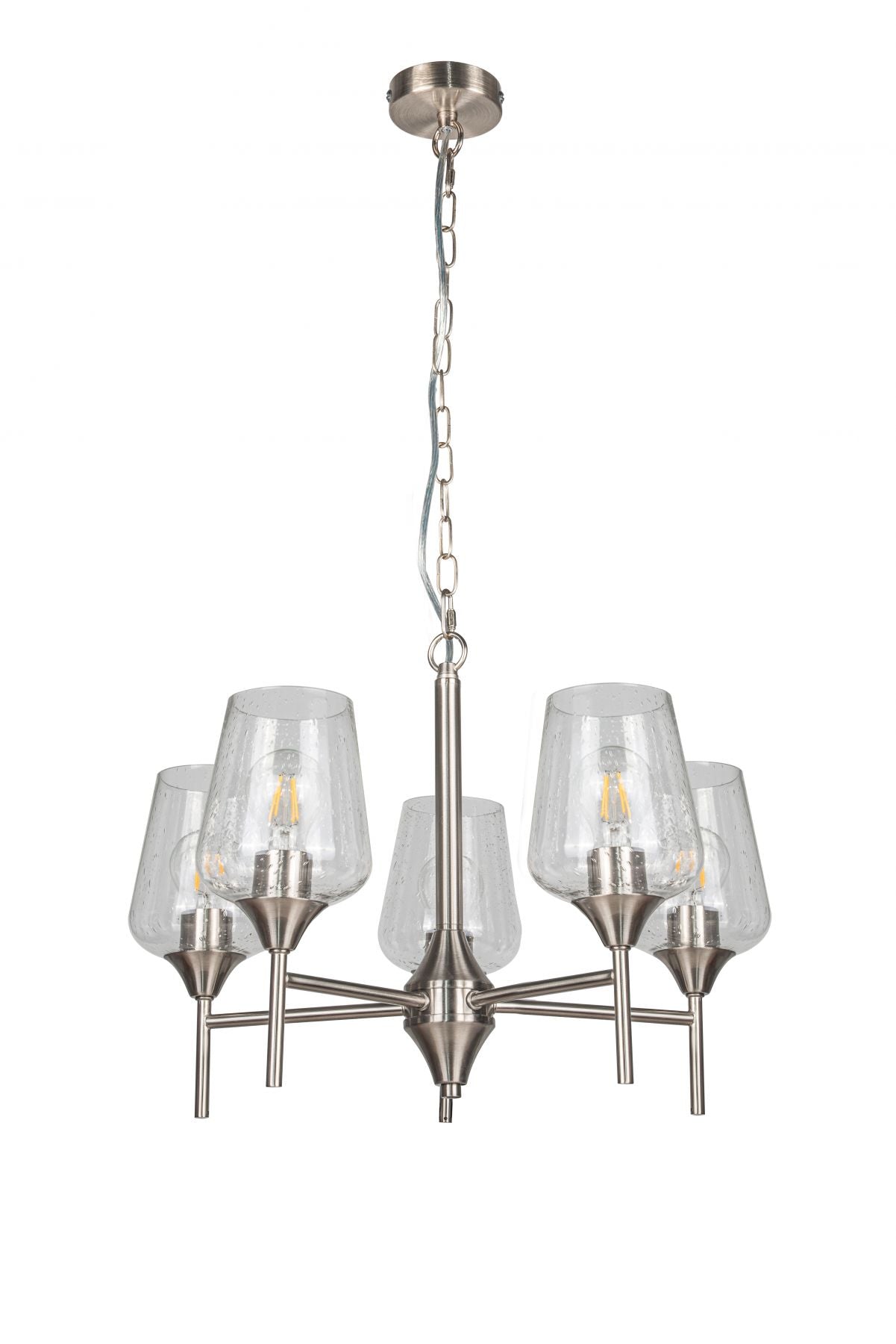 Vino 5 Light Satin Chrome/Antique Brass Ceiling Light
