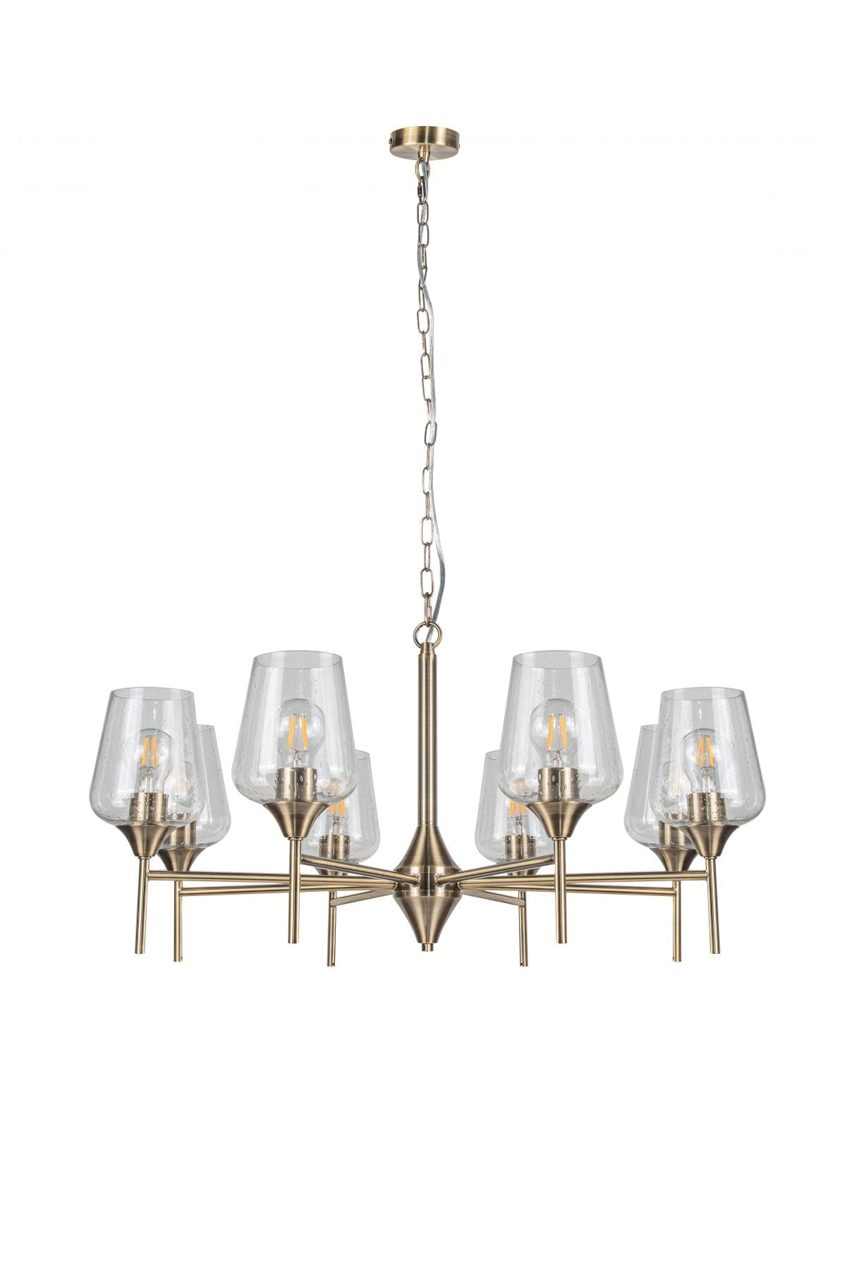 Vino 8 Light Satin Chrome/Antique Brass Ceiling Light