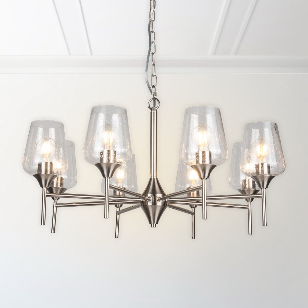 Vino 8 Light Satin Chrome/Antique Brass Ceiling Light
