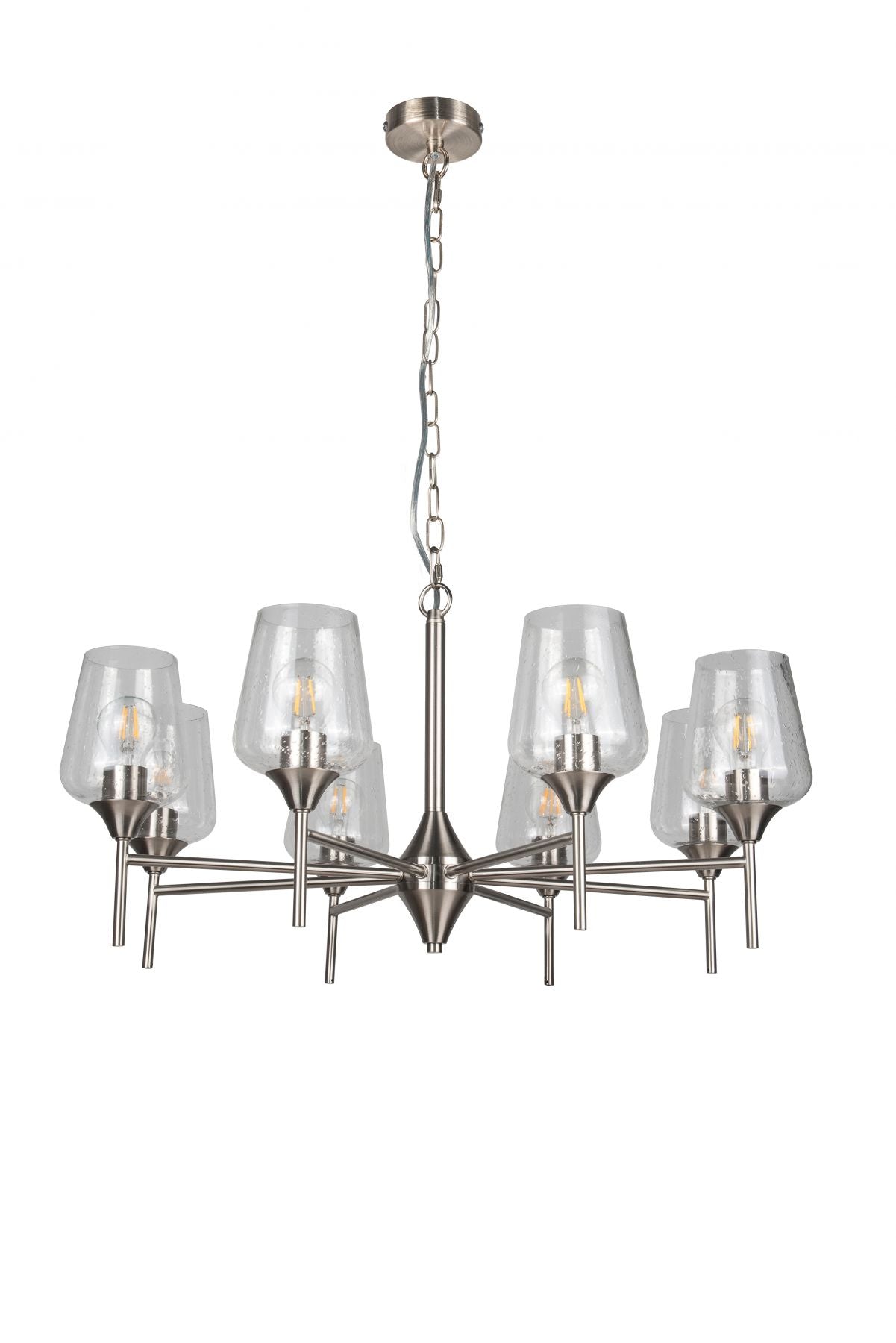Vino 8 Light Satin Chrome/Antique Brass Ceiling Light