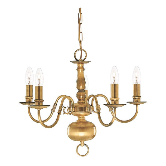Searchlight 1019-5AB Flemish 5 Light Ceiling Pendant - Antique Brass RRP £389.00