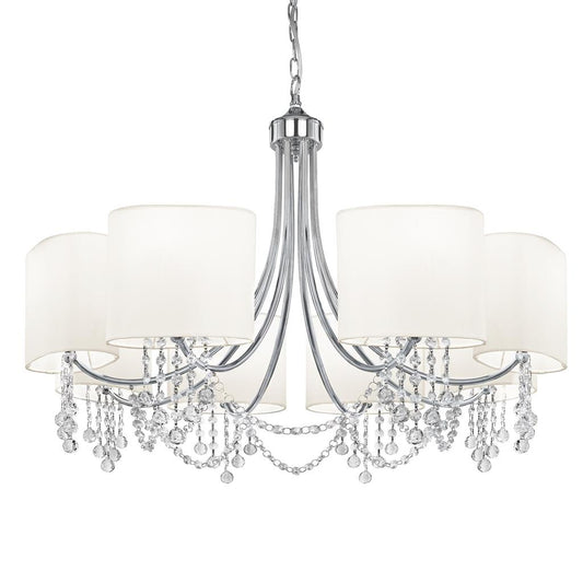 Searchlight 1058-8CC Nina 8 Light Ceiling Pendant - Chrome, Crystal & White Shades RRP £409