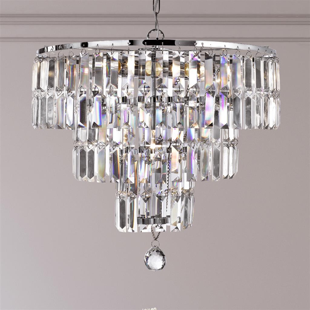 1375CC Empire 5Lt Chandelier - Chrome & Clear Crystal RRP £449.00