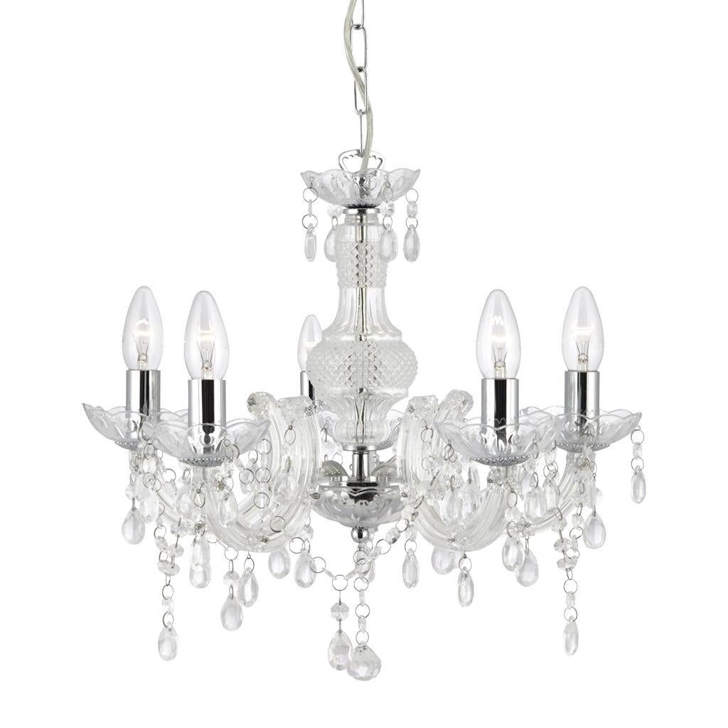 Searchlight 1455-5CL Marie Therese 5Lt Ceiling Pendant - Clear Glass & Acrylic RRP £119.00