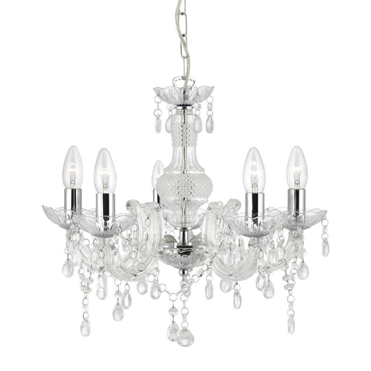 Searchlight 1455-5CL Marie Therese 5Lt Ceiling Pendant - Clear Glass & Acrylic RRP £119.00