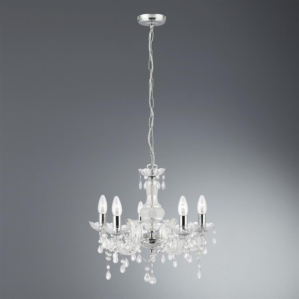 Searchlight 1455-5CL Marie Therese 5Lt Ceiling Pendant - Clear Glass & Acrylic RRP £119.00