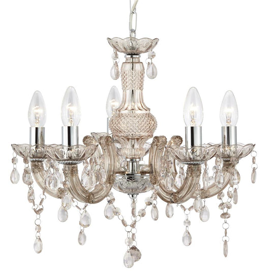 Searchlight 1455-5MI Marie Therese 5Lt Ceiling Pendant - Mink Glass & Acrylic RRP £119.00