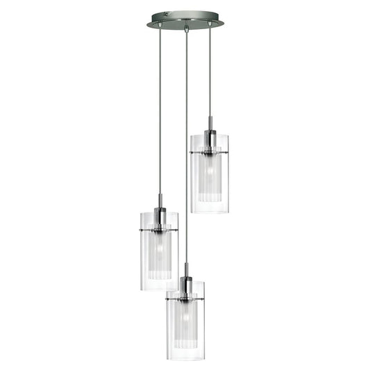 Searchlight 2300-3 Duo I 3Lt Ceiling Pendant - Chrome & Double Glass RRP £139