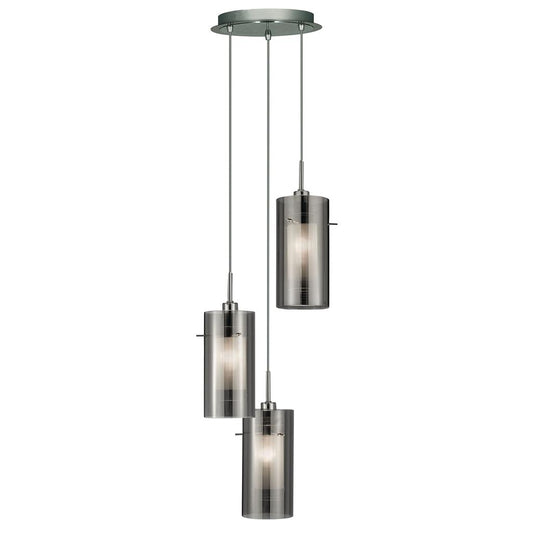 Searchlight 2300-3SM Duo 2 3Lt Multi-Drop Pendant - Smoked Glass & Frosted Inner RRP £139
