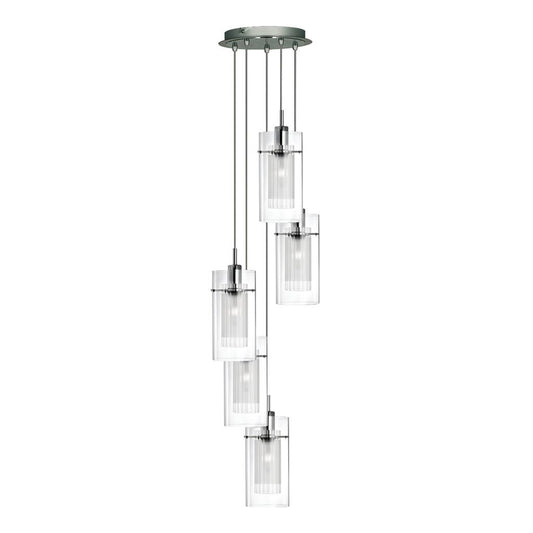 Searchlight 2305-5 Duo I 5Lt Ceiling Pendant - Chrome & Double Glass
